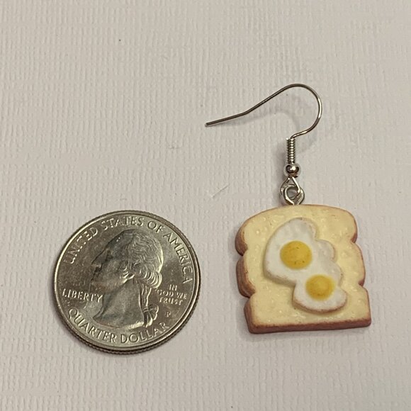 Toast Earring, Egg Earring, Funny Food Earring, Gift Idea, Silly Earring, Cook - Picture 5 of 5